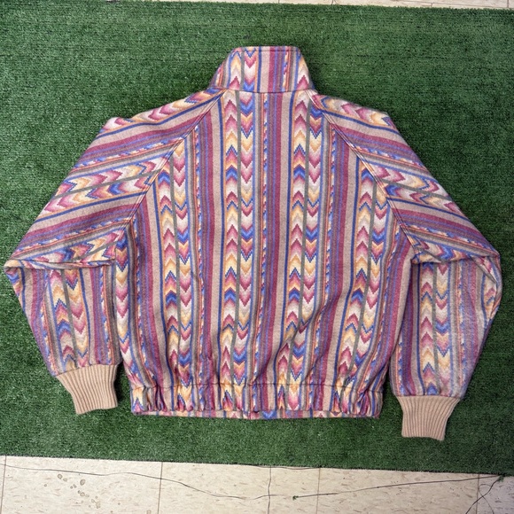 Vintage Walls Mountain Western Aztec Pattern Lined Bomber Jacket, Size Large - Picture 2 of 10